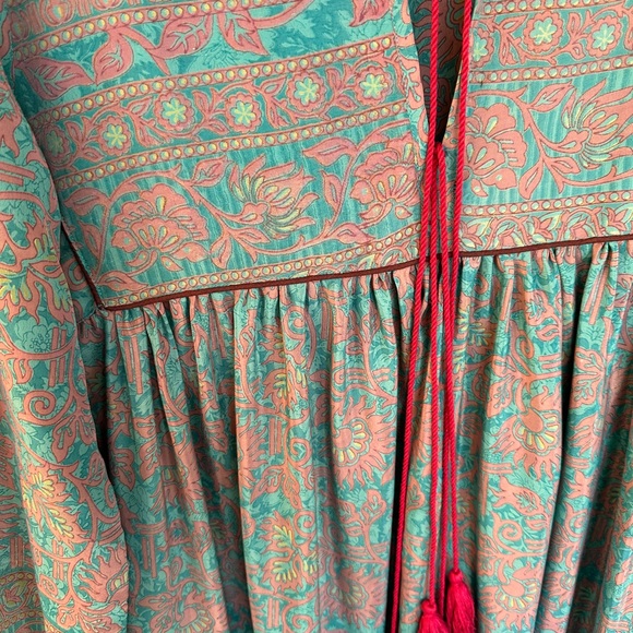 Bohemian Teal and Red Dress - Picture 3 of 6